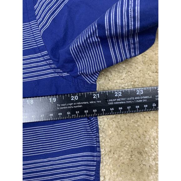 Nautica Mens Short Sleeve Shirt Small Blue White Stripes Classic Fit Stretch 750 - Picture 6 of 8